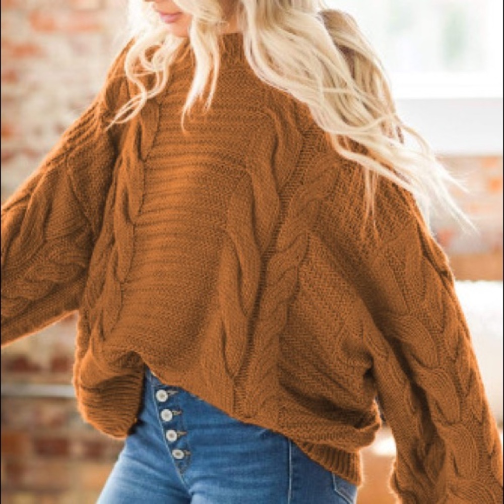 Brown Cable Knit Sweater